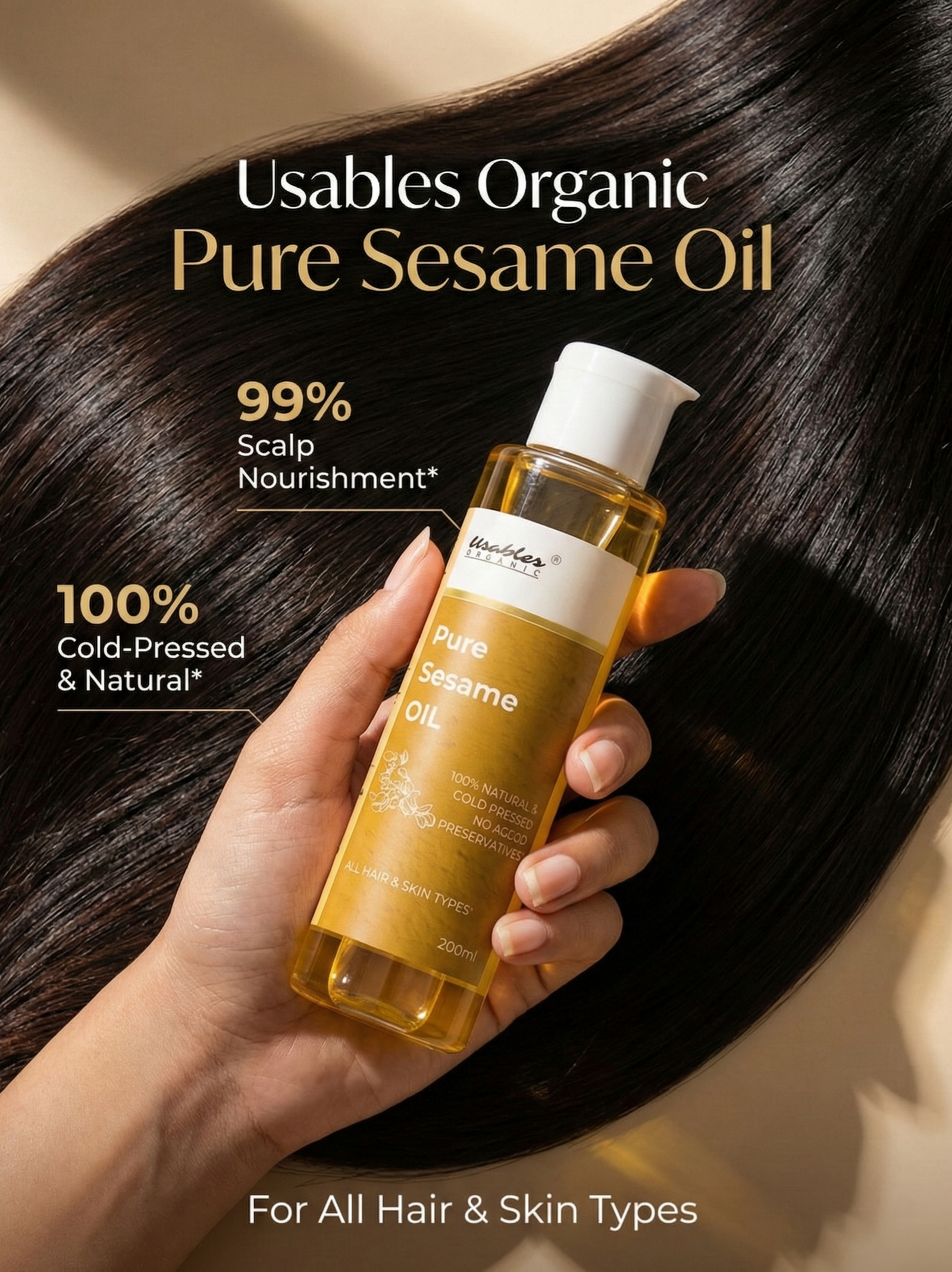 Cold Pressed Sesame Oil – 100% Pure & Natural 200 ml