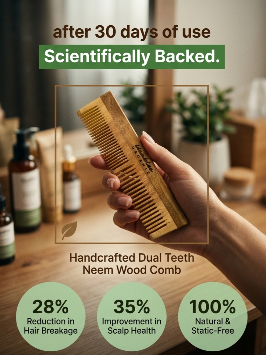 Kachhi Neem Wood Comb Dual Teeth