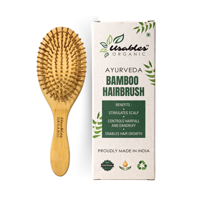 Bamboo Hair Brush Oval Shape With Rounded Bamboo Bristles