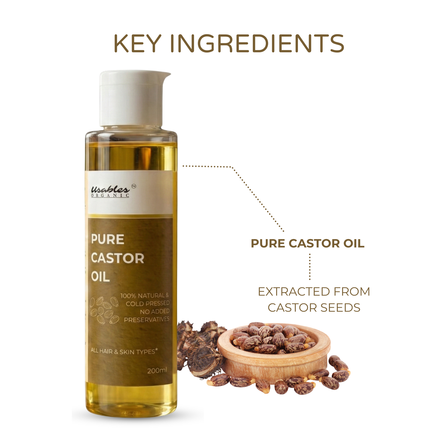 Wood Pressed Cold Pressed Castor Oil – 100% Pure & Natural 200 ml