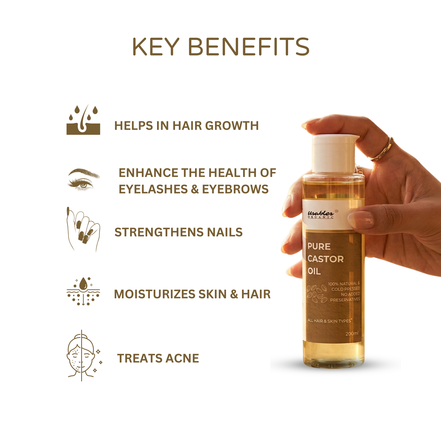 Wood Pressed Cold Pressed Castor Oil – 100% Pure & Natural 200 ml
