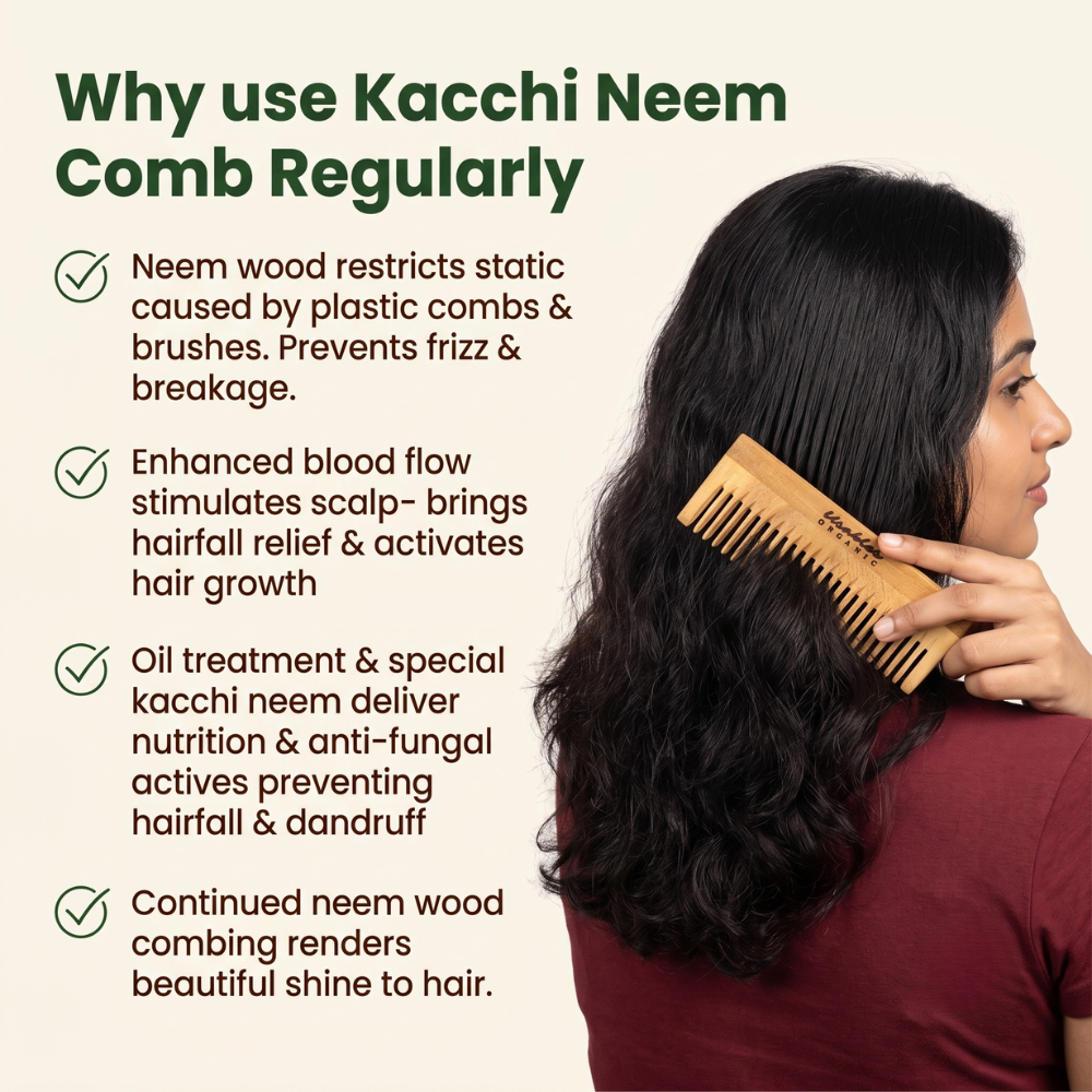 Kachhi Neem Wood Comb Wide Tooth
