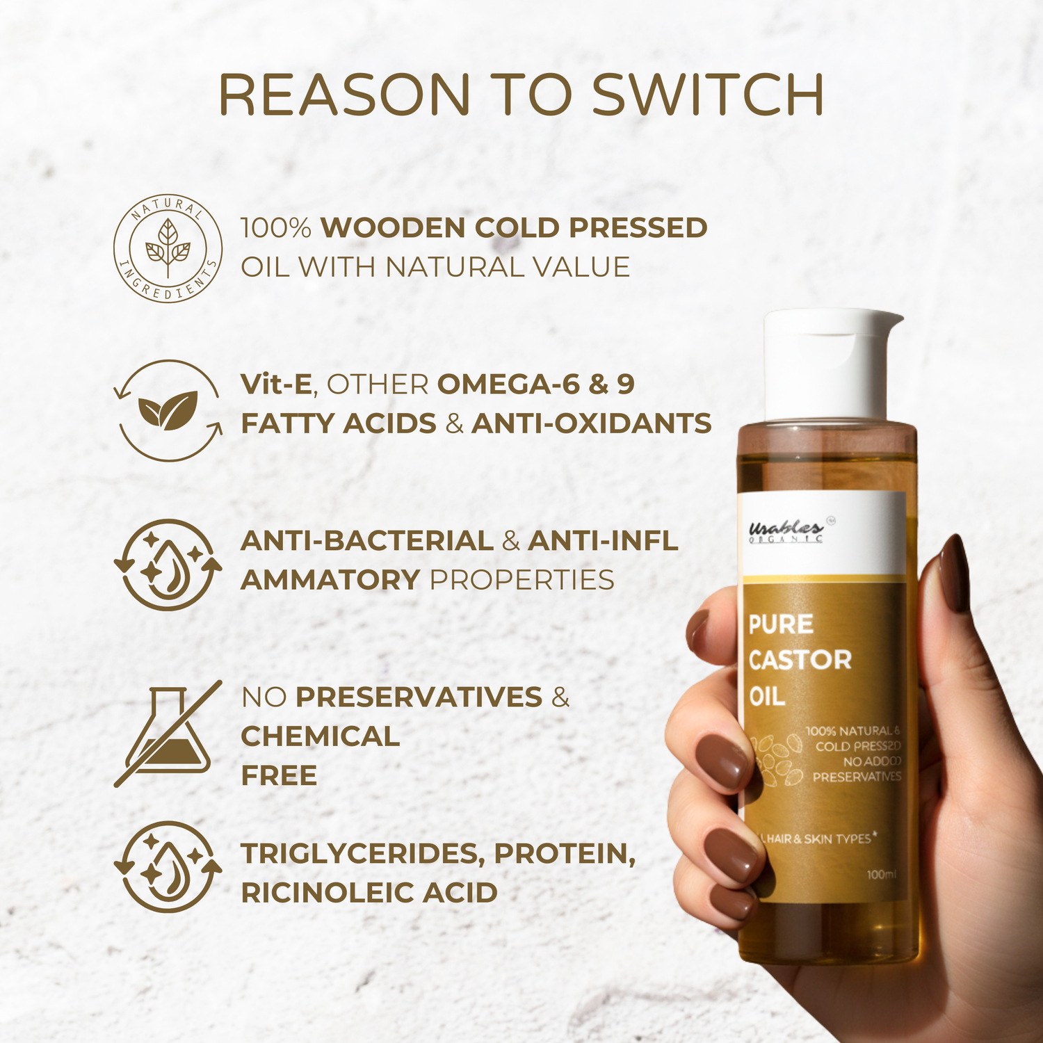 Wood Pressed Cold Pressed Castor Oil – 100% Pure & Natural 200 ml