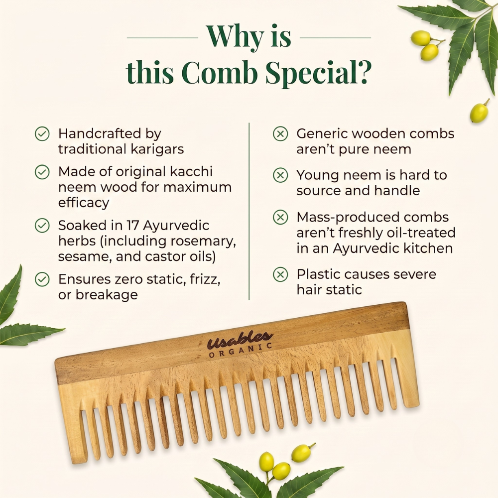 Kachhi Neem Wood Comb Wide Tooth