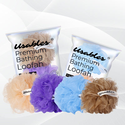 Luxury Bath Essentials: Premium Loofah Cleansing Pack (4 Pcs)