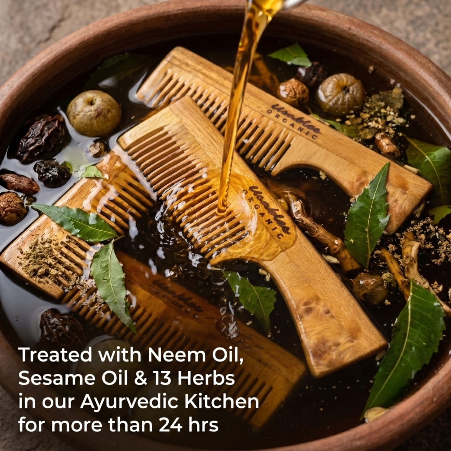 Kachhi Neem Wood Comb with Handle