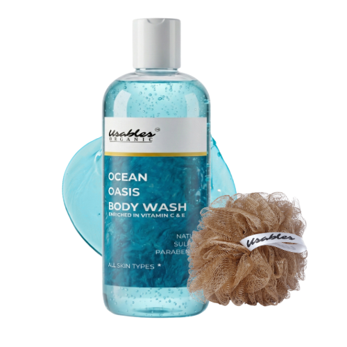 Invigorating Bath Set: Ocean Oasis Body wash 300ml & Premium Loofah