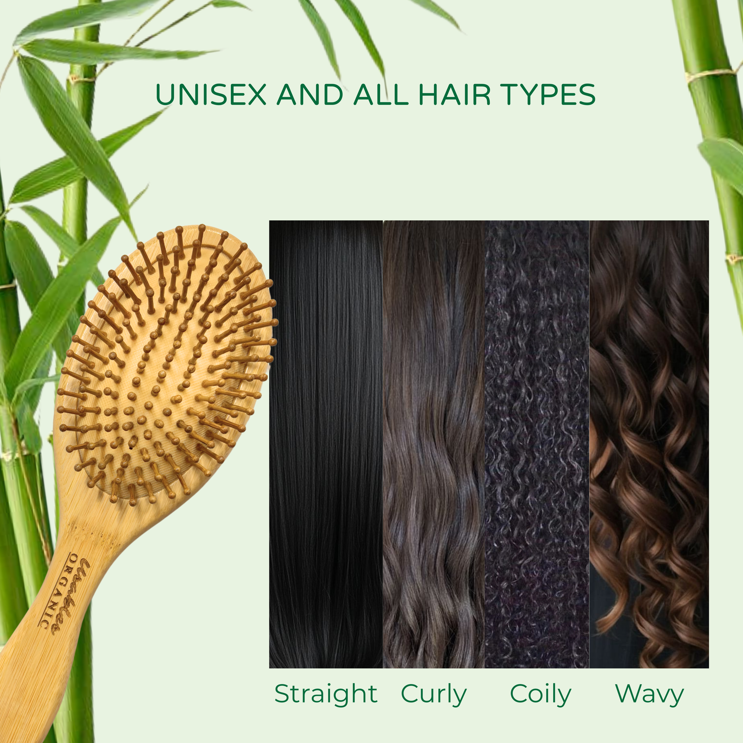 Bamboo Hair Brush Oval Shape With Rounded Bamboo Bristles