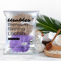 Deep Tone Bath Duo: Premium Loofah Set (Purple & Brown)