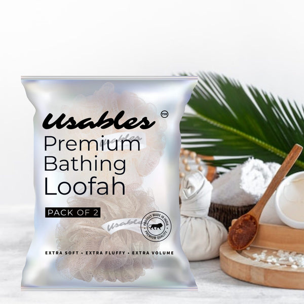 Earthy Comfort Shower Duo: Premium Loofah Set (Brown & Peach)