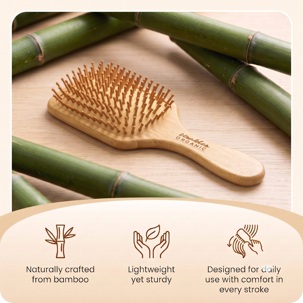 Sustainable Styling Duo: Oval & Rectangular Bamboo Hair Brush Set