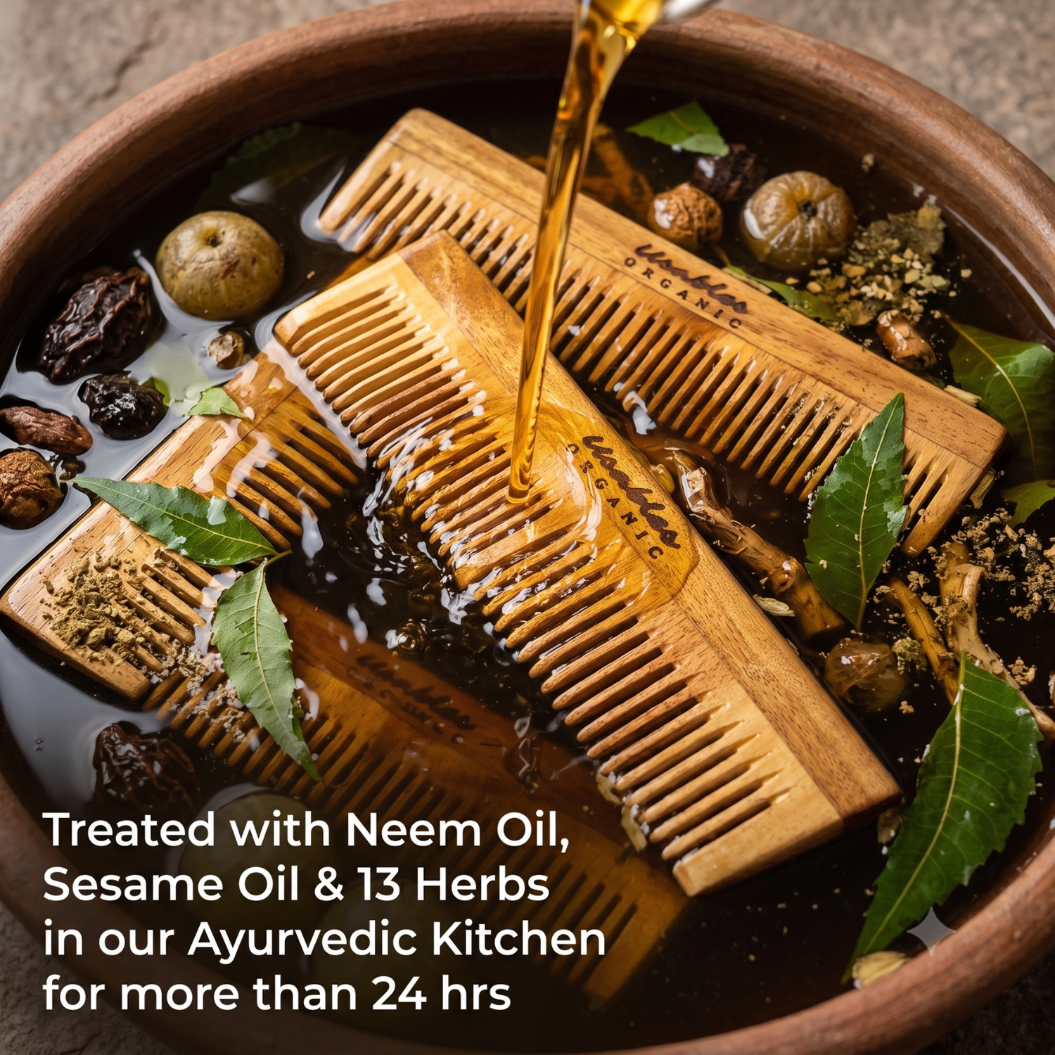 Kachhi Neem Wood Comb Dual Teeth