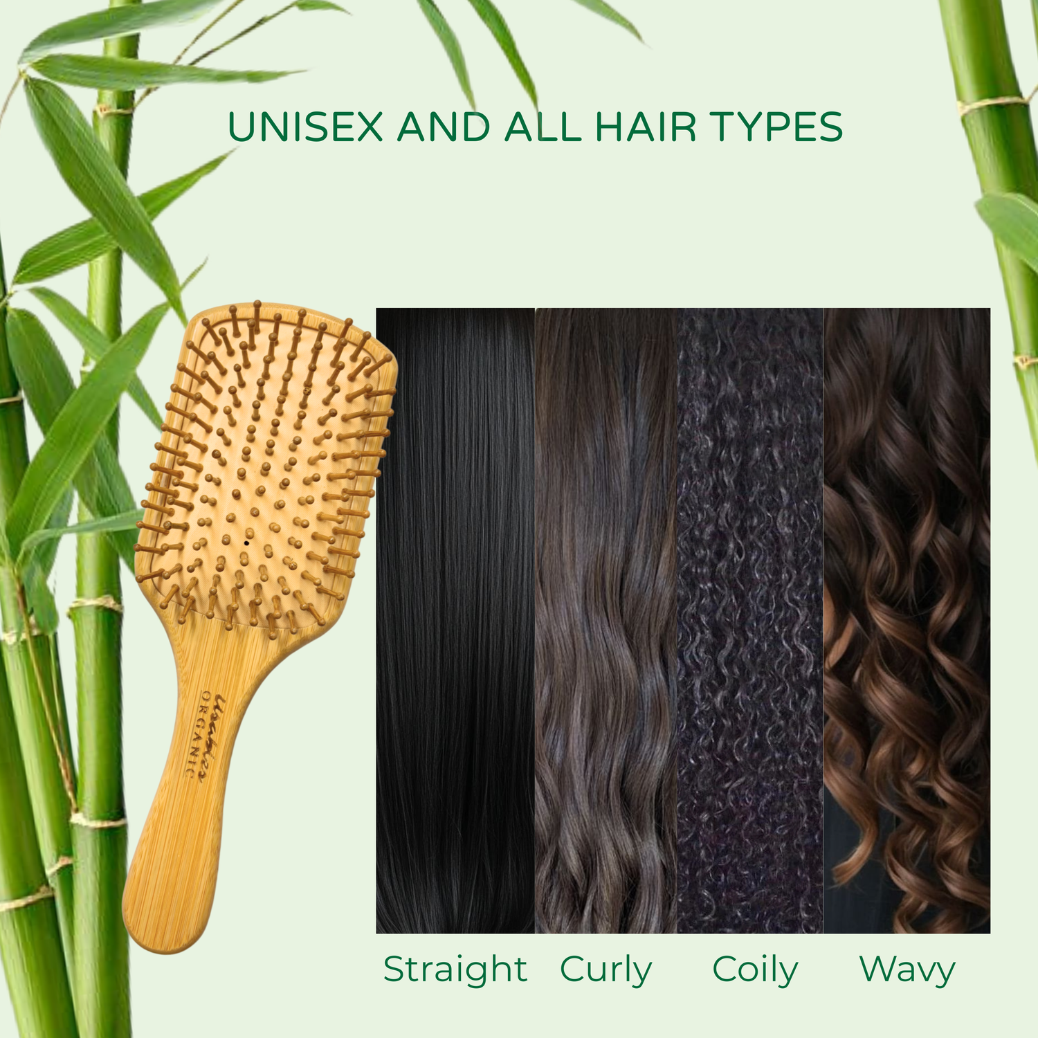 Bamboo Hair Brush Rectangular Shape With Rounded Bamboo Bristles