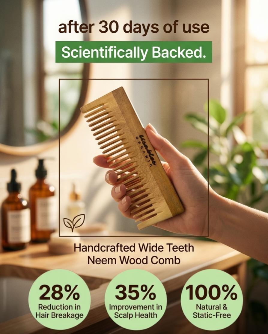Kachhi Neem Wood Comb Wide Tooth