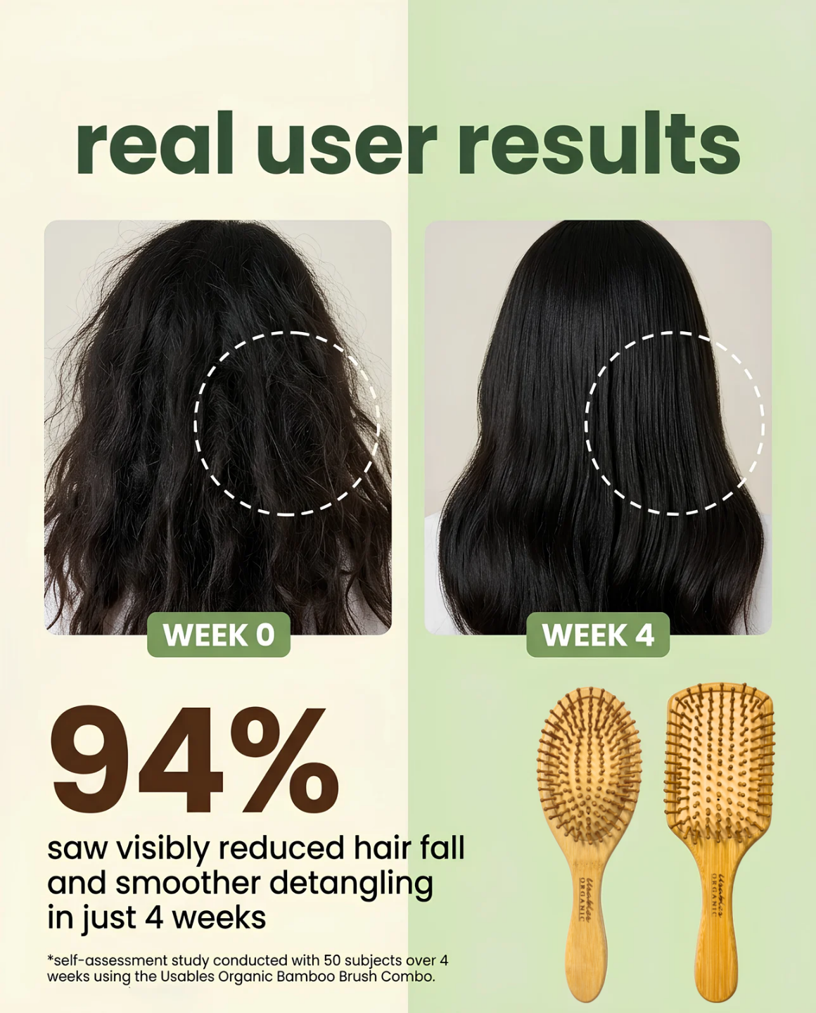 Sustainable Styling Duo: Oval & Rectangular Bamboo Hair Brush Set