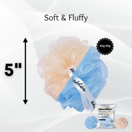 Loofah, Bathing Sponge, Body Exfoliator, Large(Pack of 2 Peach,Blue)