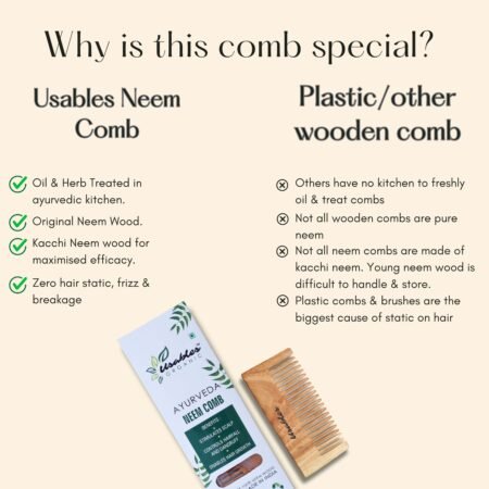 Neem Comb | Wooden, shampoo Comb | Hair Growth & Hair fall Control (Wide Teeth)