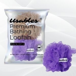 Loofah, Bathing Sponge, Body Exfoliator, Large(Pack of 2 Purple,Brown)