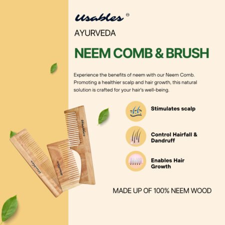 Neem Comb, Wooden Comb, Hair Growth, Hairfall Control (Dual, Normal, Wide Combo)