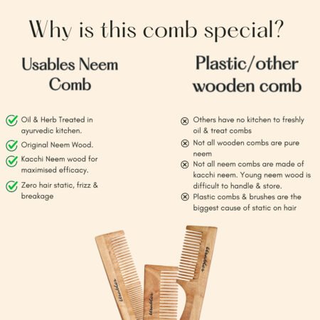 Neem Comb, Wooden Comb, Hair Growth, Hairfall Control (Dual, Normal, Wide Combo)