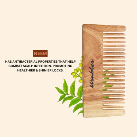 Neem Comb | Wooden, shampoo Comb | Hair Growth & Hair fall Control (Wide Teeth)