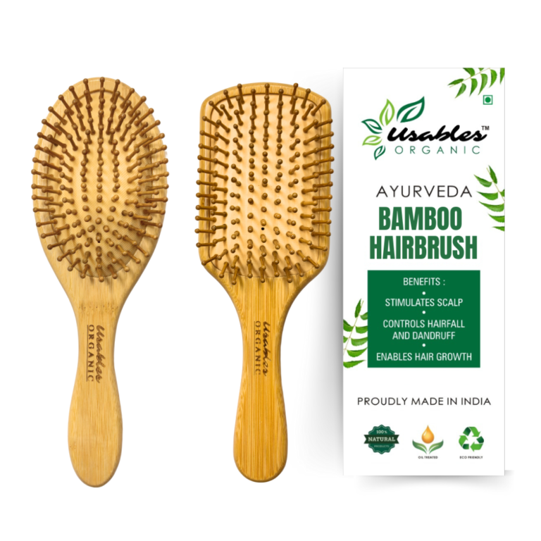 Sustainable Styling Duo: Oval & Rectangular Bamboo Hair Brush Set