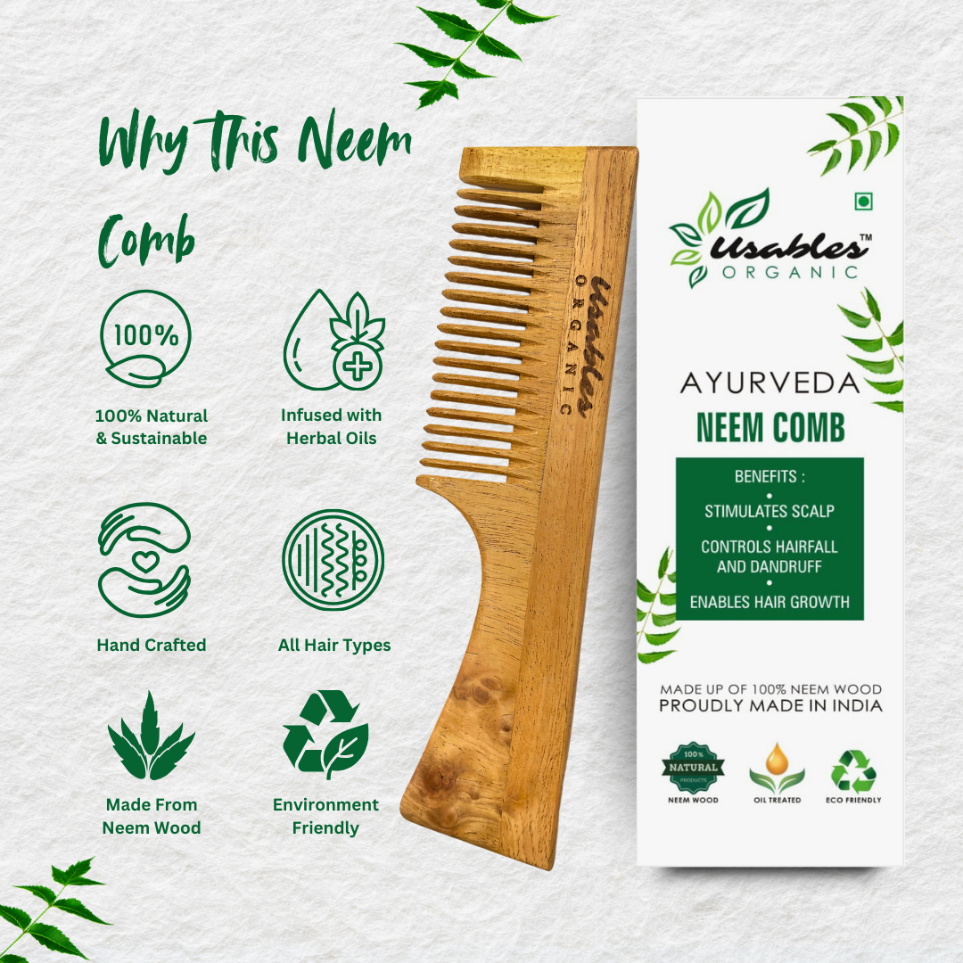 Neem Wood Comb Handle 2