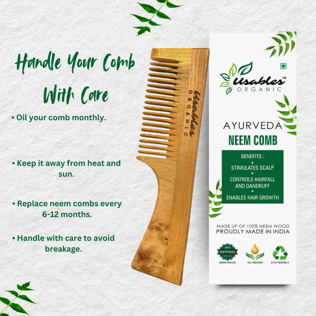 Neem Wood Comb Handle 3