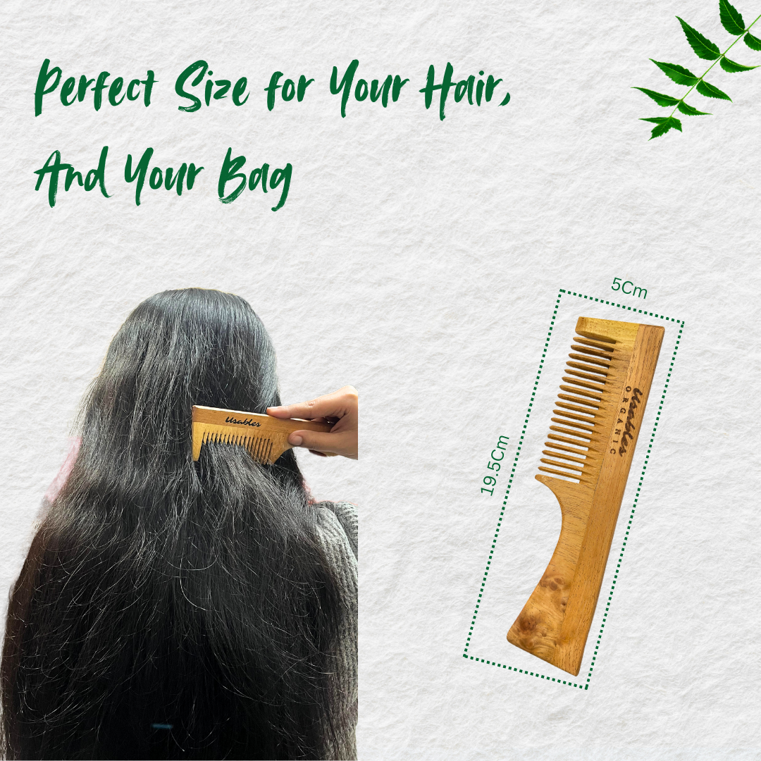 Neem Wood Comb Handle 4