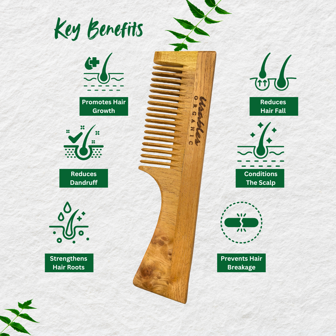 Neem Wood Comb Handle 5