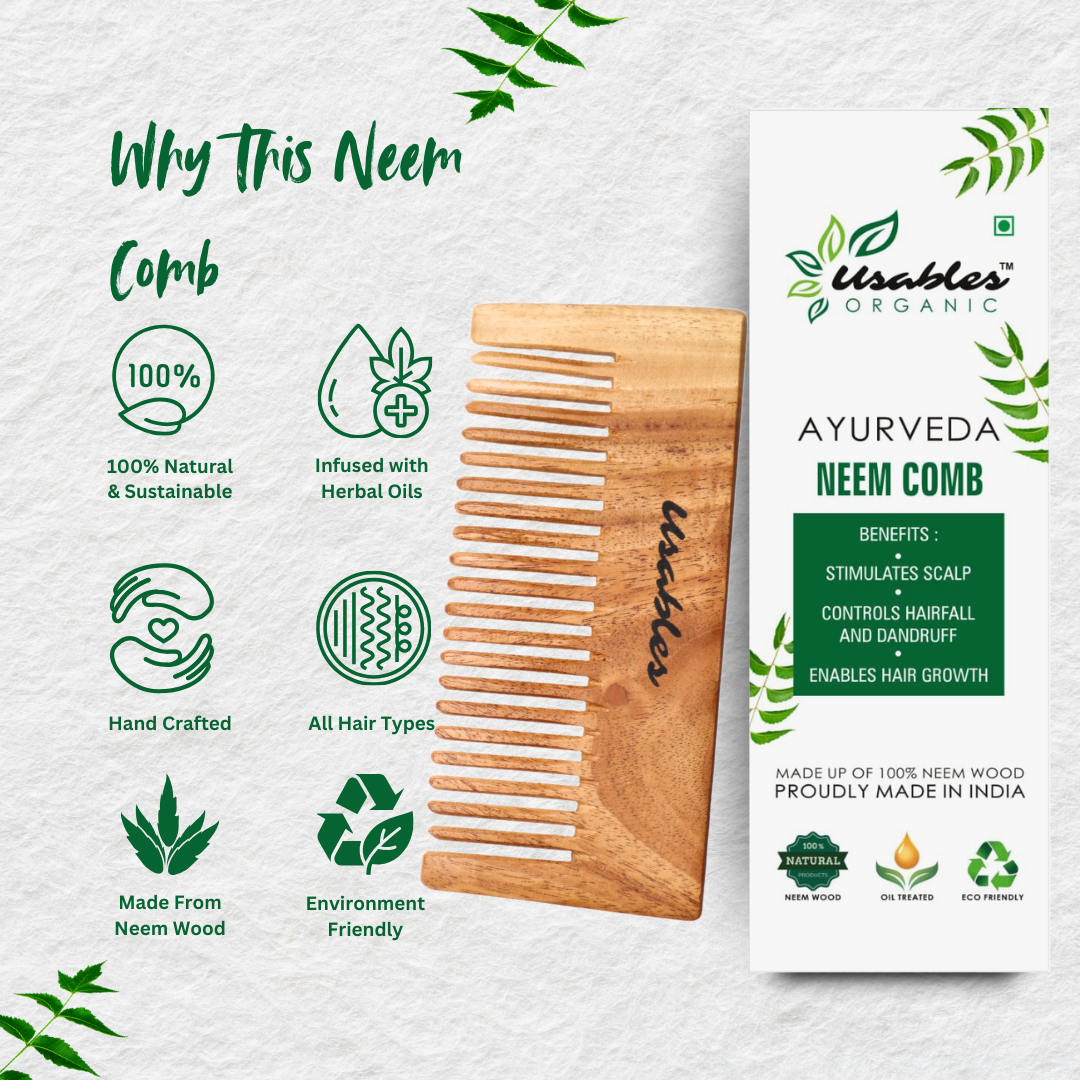 Neem Wood Comb Wide Teeth alt 2