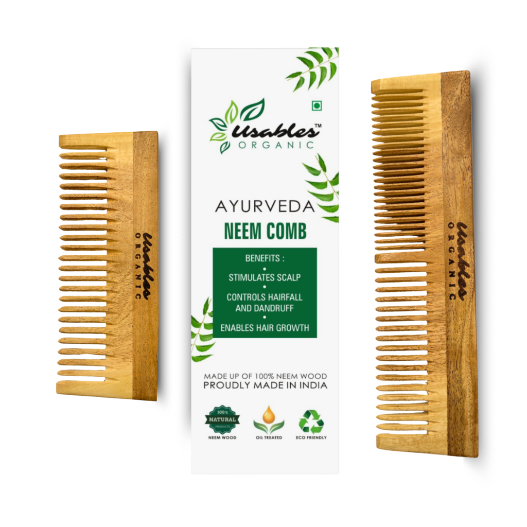Kachhi Neem Wood Comb Dual & Wide Teeth