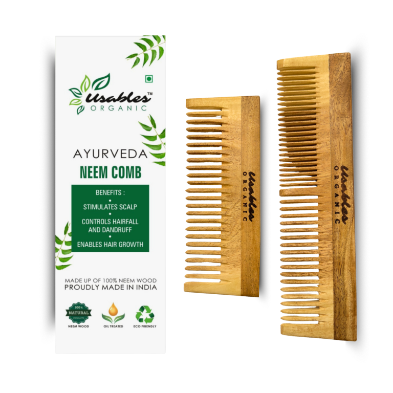 Kachhi Neem Wood Comb Dual & Wide Teeth
